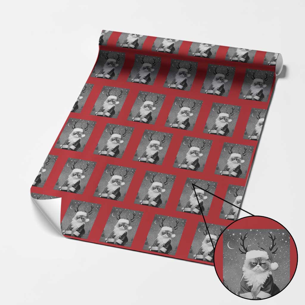 Funny Christmas Santa Grumpy Cat Wrapping Paper Roll - Wonder Print Shop