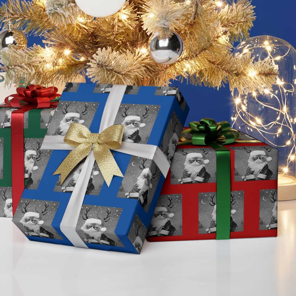 Funny Christmas Santa Grumpy Cat Wrapping Paper Roll - Wonder Print Shop