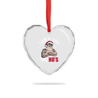 Funny Christmas Santa Heart Crystal Glass Ornament I Do It For The Ho's - Wonder Print Shop