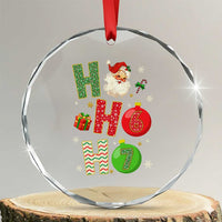 Funny Christmas Santa Ho Ho Ho 67 Crystal Glass Ornament Six Seven Meme 6 7 Xmas Bauble - Wonder Print Shop
