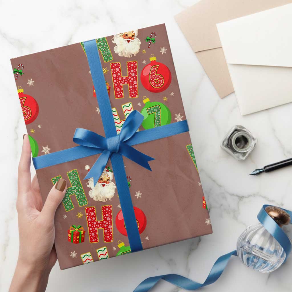 Funny Christmas Santa Ho Ho Ho 67 Wrapping Paper Roll Six Seven Meme 6 7 Xmas Bauble - Wonder Print Shop