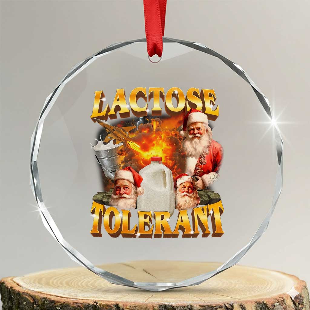 Funny Christmas Santa Lactose Tolerant Crystal Glass Ornament Xmas Tummy Ironic Sarcastic Meme - Wonder Print Shop