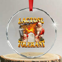 Funny Christmas Santa Lactose Tolerant Crystal Glass Ornament Xmas Tummy Ironic Sarcastic Meme - Wonder Print Shop