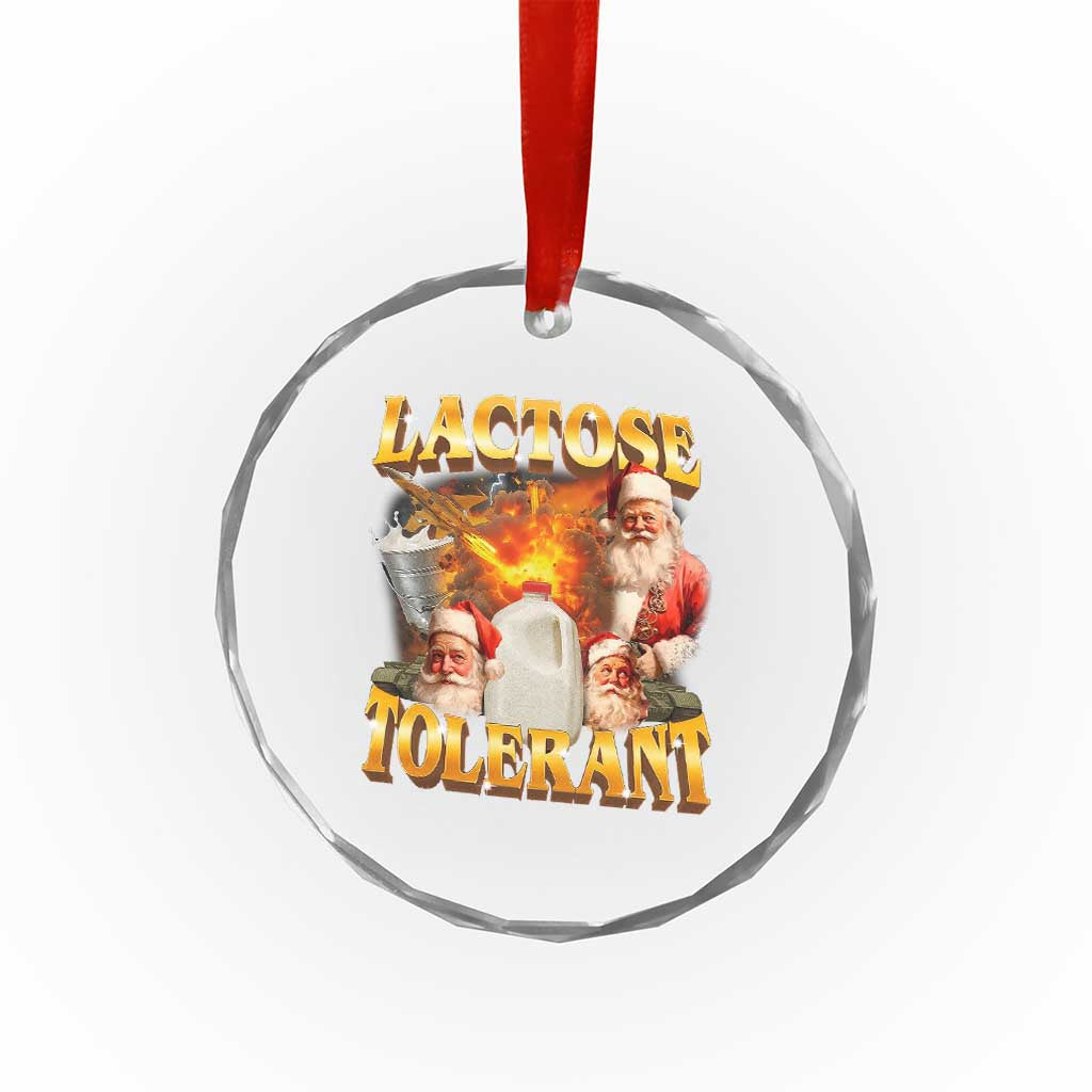 Funny Christmas Santa Lactose Tolerant Crystal Glass Ornament Xmas Tummy Ironic Sarcastic Meme - Wonder Print Shop