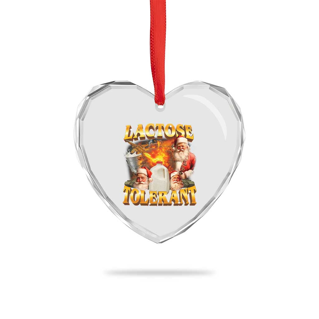Funny Christmas Santa Lactose Tolerant Heart Crystal Glass Ornament Xmas Tummy Ironic Sarcastic Meme - Wonder Print Shop