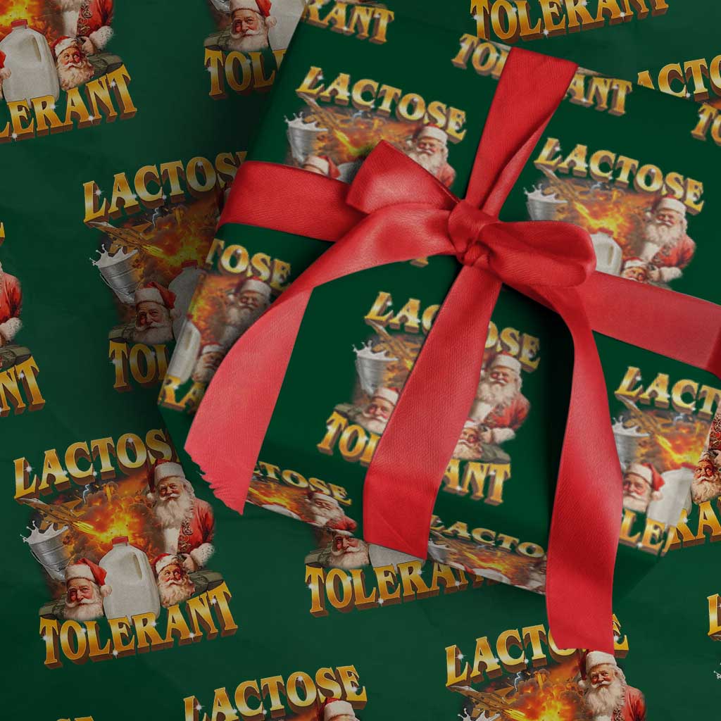 Funny Christmas Santa Lactose Tolerant Wrapping Paper Roll Xmas Tummy Ironic Sarcastic Meme - Wonder Print Shop