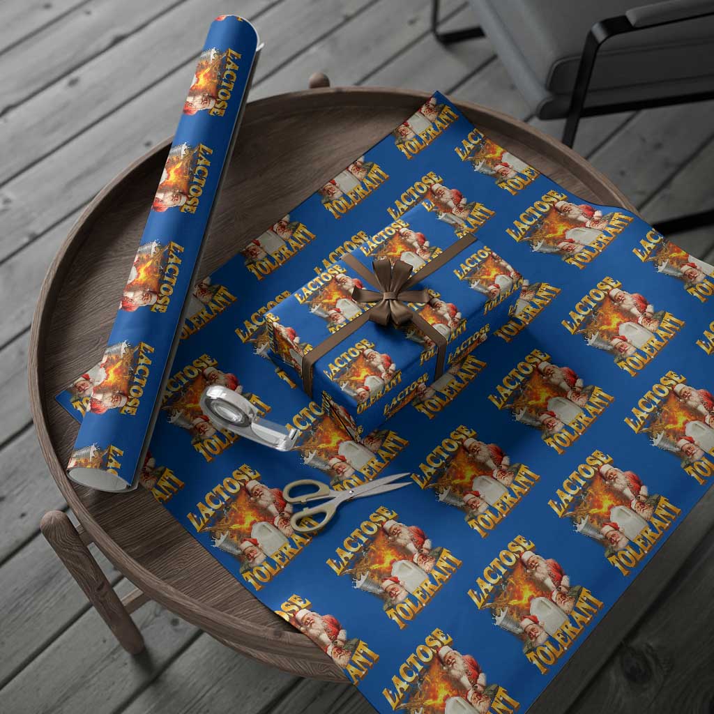 Funny Christmas Santa Lactose Tolerant Wrapping Paper Roll Xmas Tummy Ironic Sarcastic Meme - Wonder Print Shop
