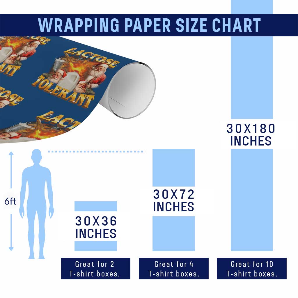 Funny Christmas Santa Lactose Tolerant Wrapping Paper Roll Xmas Tummy Ironic Sarcastic Meme - Wonder Print Shop
