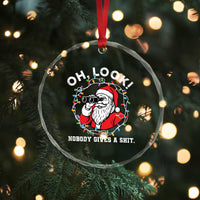 Funny Christmas Santa Oh Look Nobody Gives A Shit Crystal Glass Ornament - Wonder Print Shop