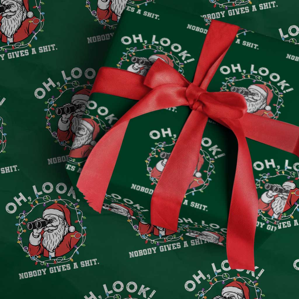 Funny Christmas Santa Oh Look Nobody Gives A Shit Wrapping Paper Roll - Wonder Print Shop