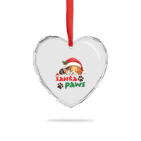Funny Christmas Santa Paws Dogs And Cats Heart Crystal Glass Ornament - Wonder Print Shop
