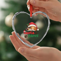 Funny Christmas Santa Paws Dogs And Cats Heart Crystal Glass Ornament - Wonder Print Shop