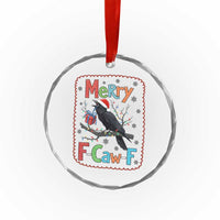Funny Christmas Santa Raven Crystal Glass Ornament Merry F Caw F Joke Gift - Wonder Print Shop