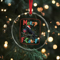 Funny Christmas Santa Raven Crystal Glass Ornament Merry F Caw F Joke Gift - Wonder Print Shop