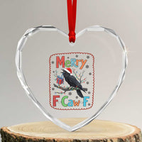 Funny Christmas Santa Raven Heart Crystal Glass Ornament Merry F Caw F Joke Gift - Wonder Print Shop