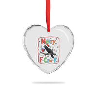 Funny Christmas Santa Raven Heart Crystal Glass Ornament Merry F Caw F Joke Gift - Wonder Print Shop
