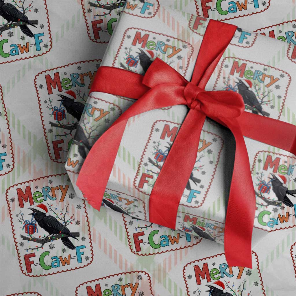 Funny Christmas Santa Raven Wrapping Paper Roll Merry F Caw F Joke Gift - Wonder Print Shop
