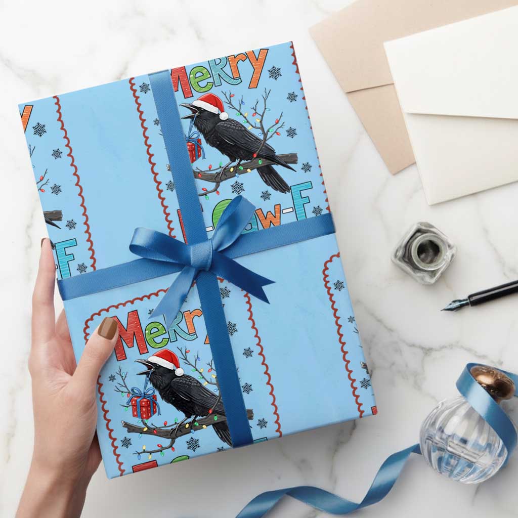 Funny Christmas Santa Raven Wrapping Paper Roll Merry F Caw F Joke Gift - Wonder Print Shop
