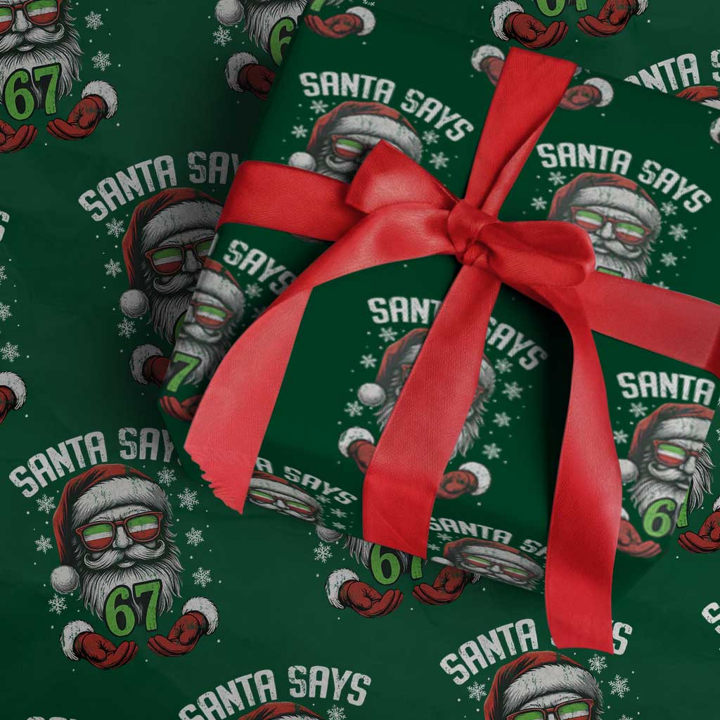 Funny Christmas Santa Says 67 Wrapping Paper Roll Six Seven Meme Gen Alpha Xmas Gag Gift - Wonder Print Shop