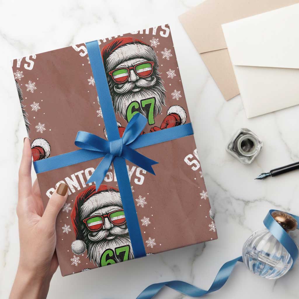 Funny Christmas Santa Says 67 Wrapping Paper Roll Six Seven Meme Gen Alpha Xmas Gag Gift - Wonder Print Shop