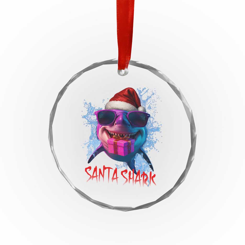 Funny Christmas Santa Shark Xmas Gift Crystal Glass Ornament TS12