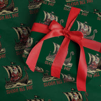 Funny Christmas Santa Viking Wrapping Paper Roll Sleigh All Day Xmas Pagan Norse Longship - Wonder Print Shop
