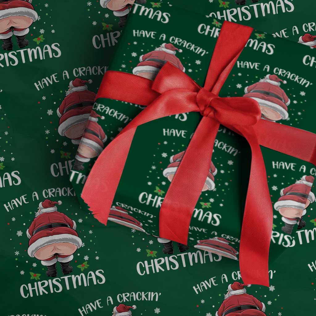 Funny Christmas Santa Wrapping Paper Roll Have A Crackin Xmas - Wonder Print Shop