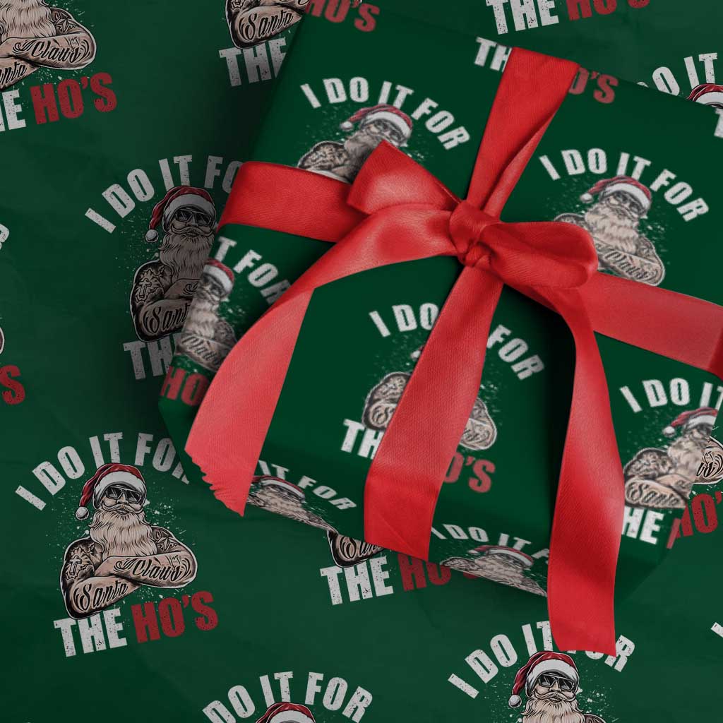 Funny Christmas Santa Wrapping Paper Roll I Do It For The Ho's - Wonder Print Shop