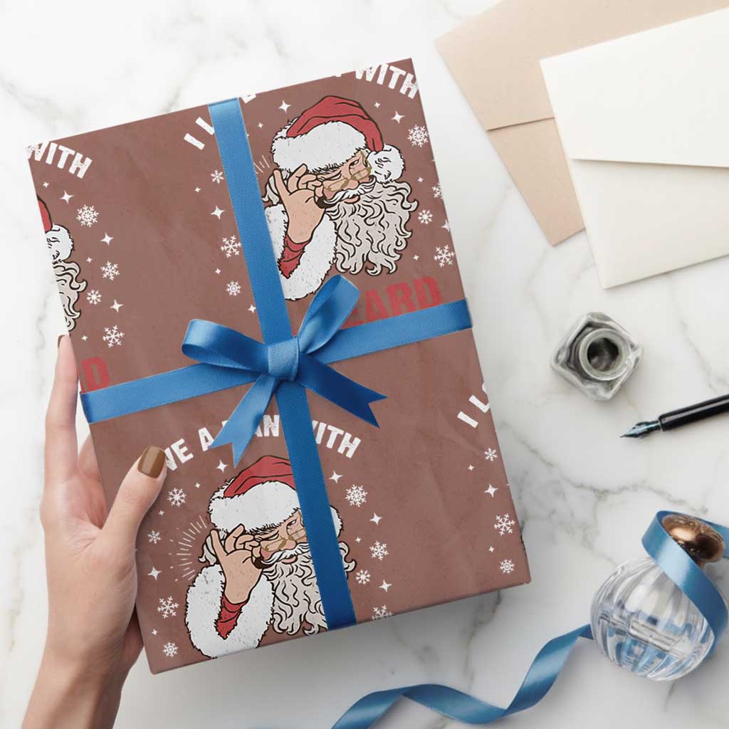 Funny Christmas Santa Wrapping Paper Roll I Love A Man With A Beard Snowflake - Wonder Print Shop
