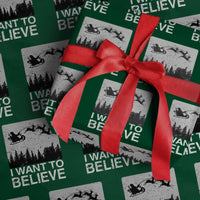 Funny Christmas Santa Wrapping Paper Roll I Want To Believe Sleigh With Reindeers - Wonder Print Shop