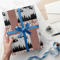 Funny Christmas Santa Wrapping Paper Roll I Want To Believe Sleigh With Reindeers - Wonder Print Shop