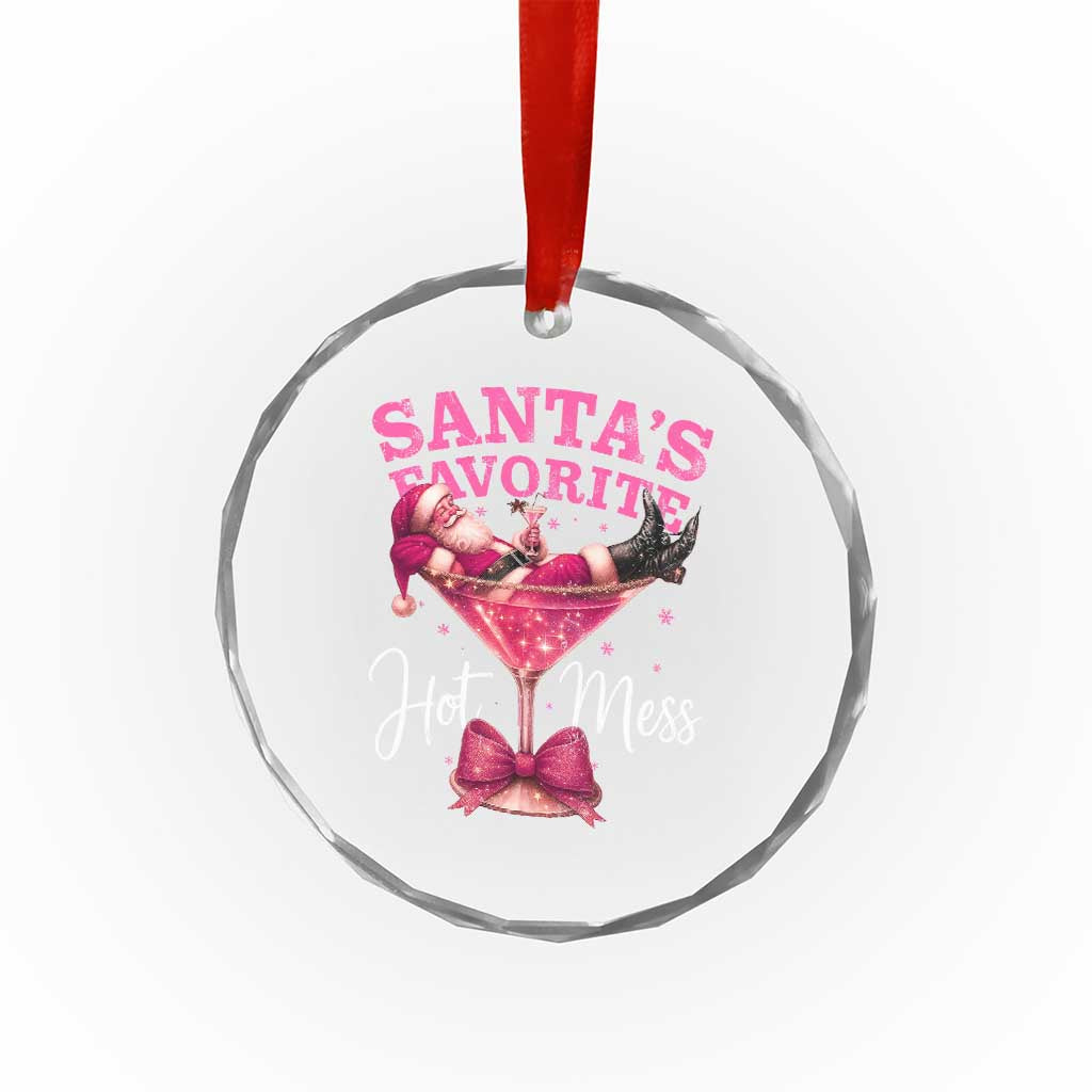 Funny Christmas Santas Favorite Hot Mess Crystal Glass Ornament Xmas Drinking Party - Wonder Print Shop