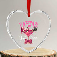 Funny Christmas Santas Favorite Hot Mess Heart Crystal Glass Ornament Xmas Drinking Party - Wonder Print Shop