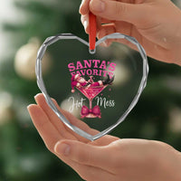 Funny Christmas Santas Favorite Hot Mess Heart Crystal Glass Ornament Xmas Drinking Party - Wonder Print Shop