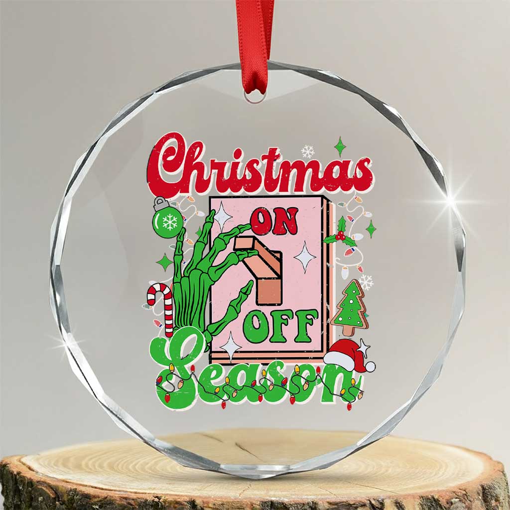 Funny Christmas Season Crystal Glass Ornament Switch Red And Green Skeleton Hand - Wonder Print Shop