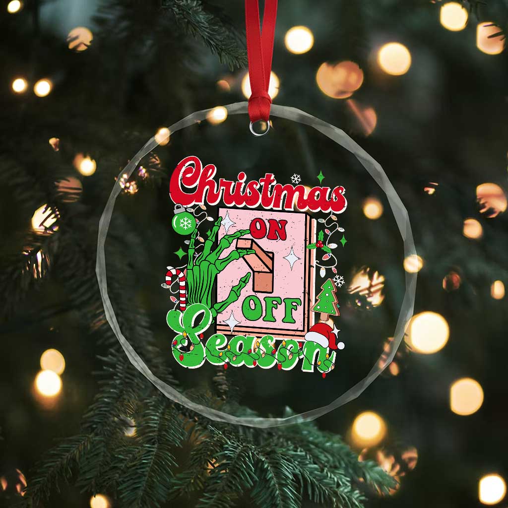 Funny Christmas Season Crystal Glass Ornament Switch Red And Green Skeleton Hand - Wonder Print Shop