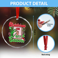 Funny Christmas Season Crystal Glass Ornament Switch Red And Green Skeleton Hand - Wonder Print Shop