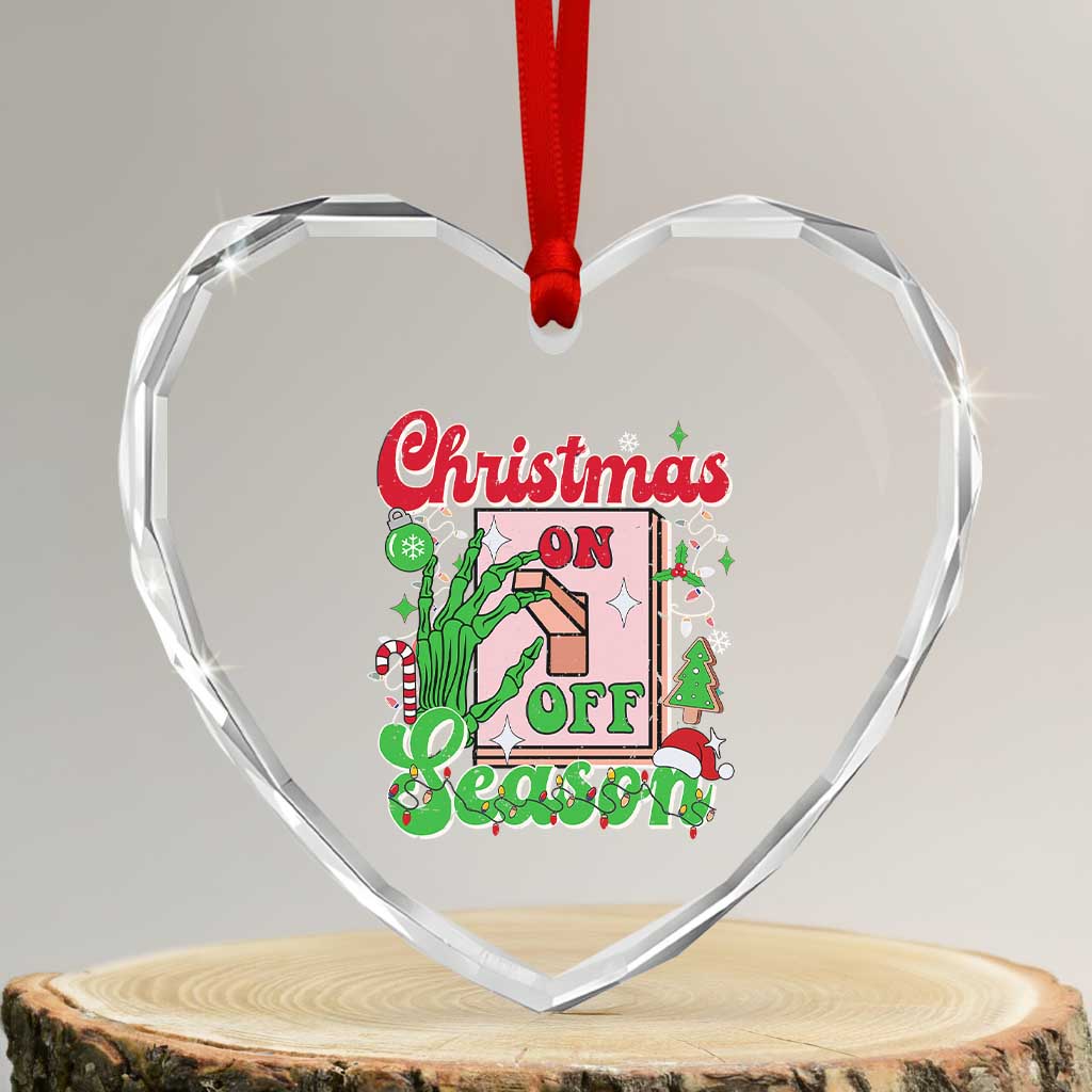 Funny Christmas Season Heart Crystal Glass Ornament Switch Red And Green Skeleton Hand - Wonder Print Shop