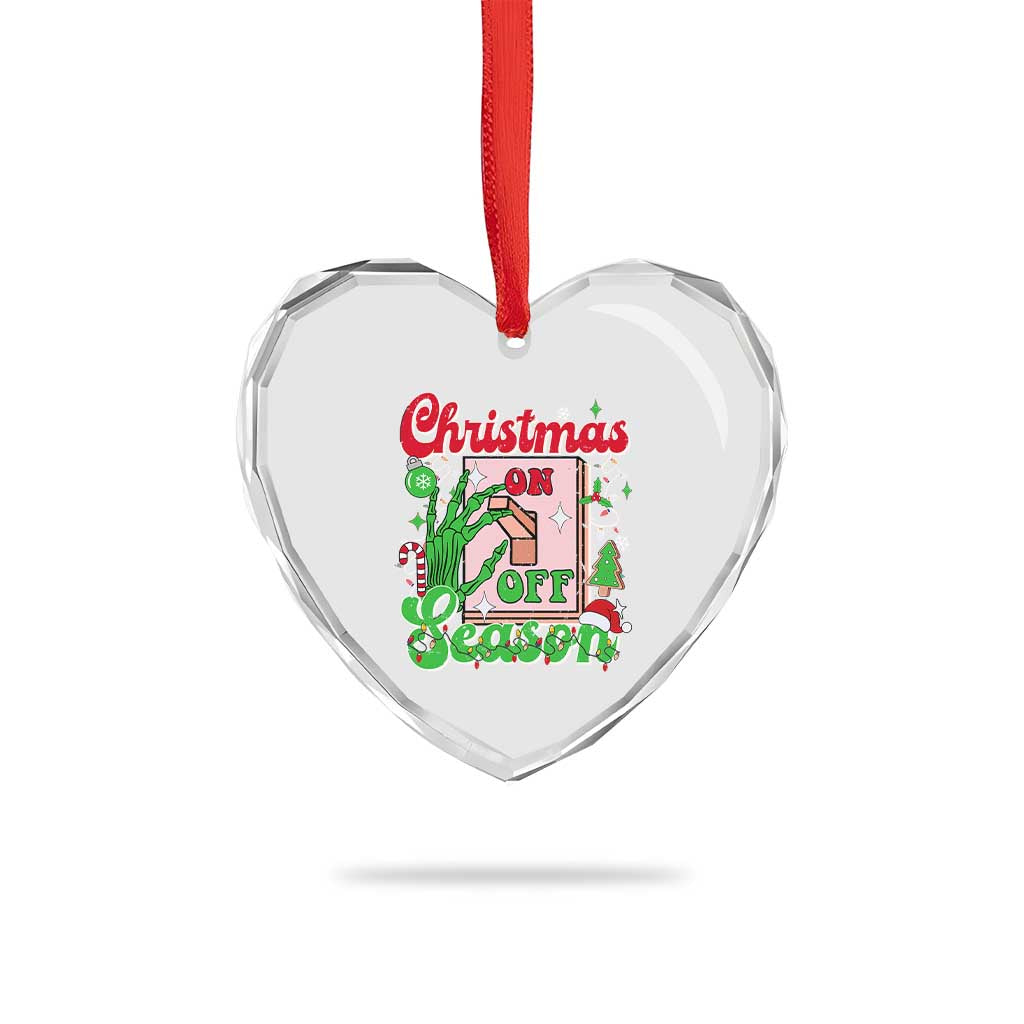 Funny Christmas Season Heart Crystal Glass Ornament Switch Red And Green Skeleton Hand - Wonder Print Shop