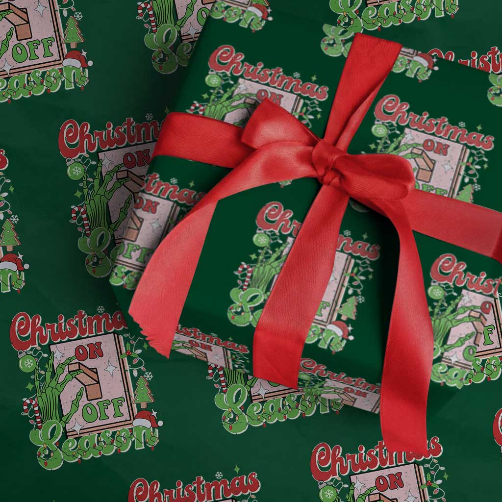 Funny Christmas Season Wrapping Paper Roll Switch Red And Green Skeleton Hand - Wonder Print Shop