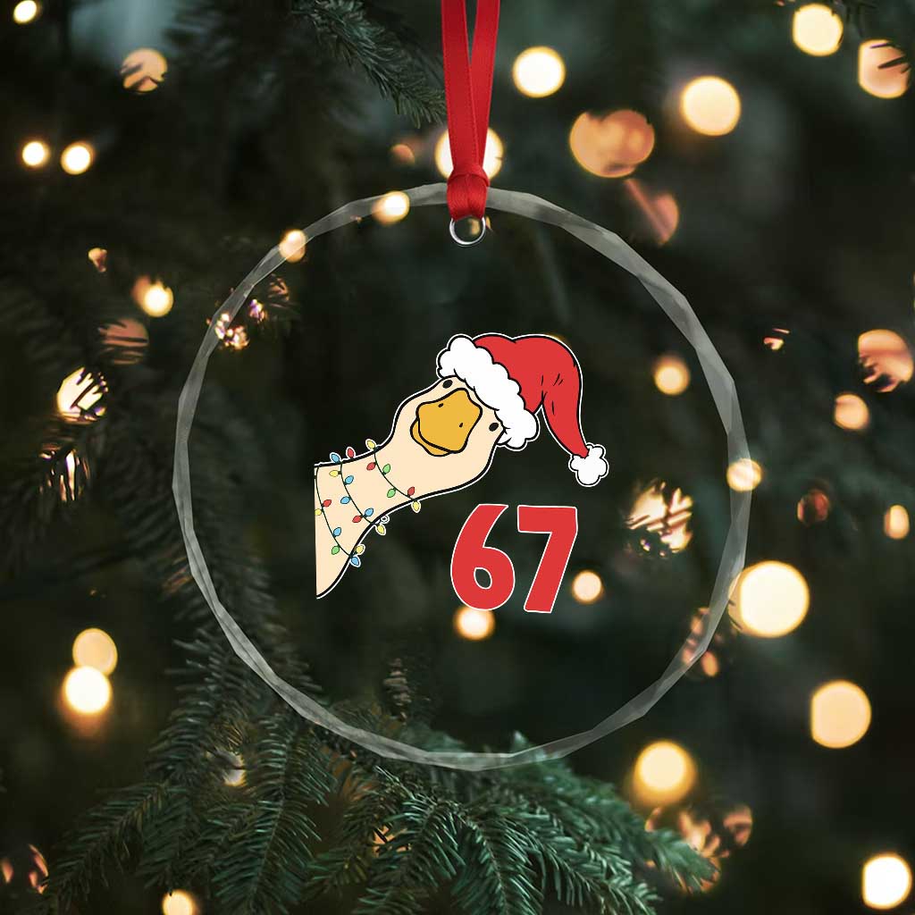 Funny Christmas Silly Goose 67 Meme Festive Holiday Crystal Glass Ornament - Wonder Print Shop