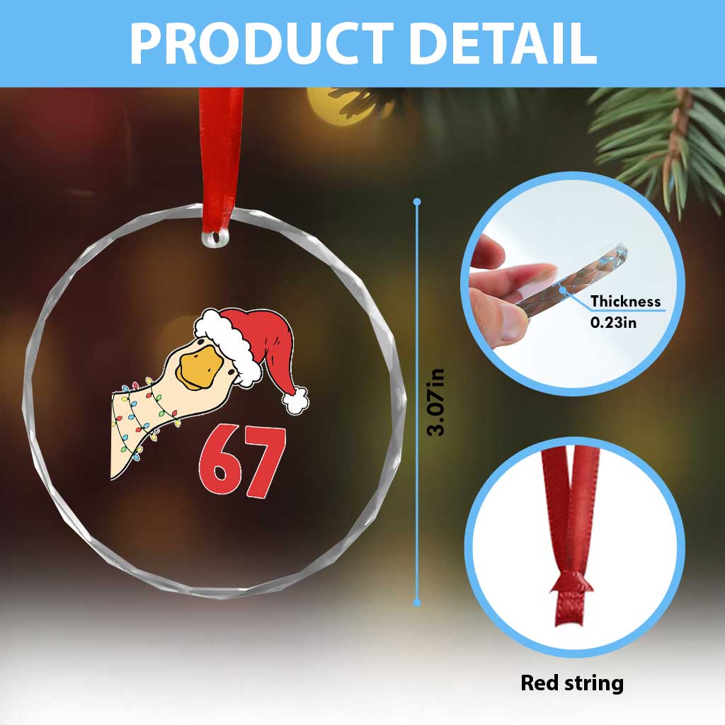 Funny Christmas Silly Goose 67 Meme Festive Holiday Crystal Glass Ornament - Wonder Print Shop