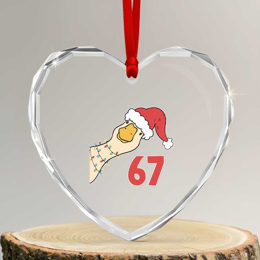 Funny Christmas Silly Goose 67 Meme Festive Holiday Heart Crystal Glass Ornament - Wonder Print Shop