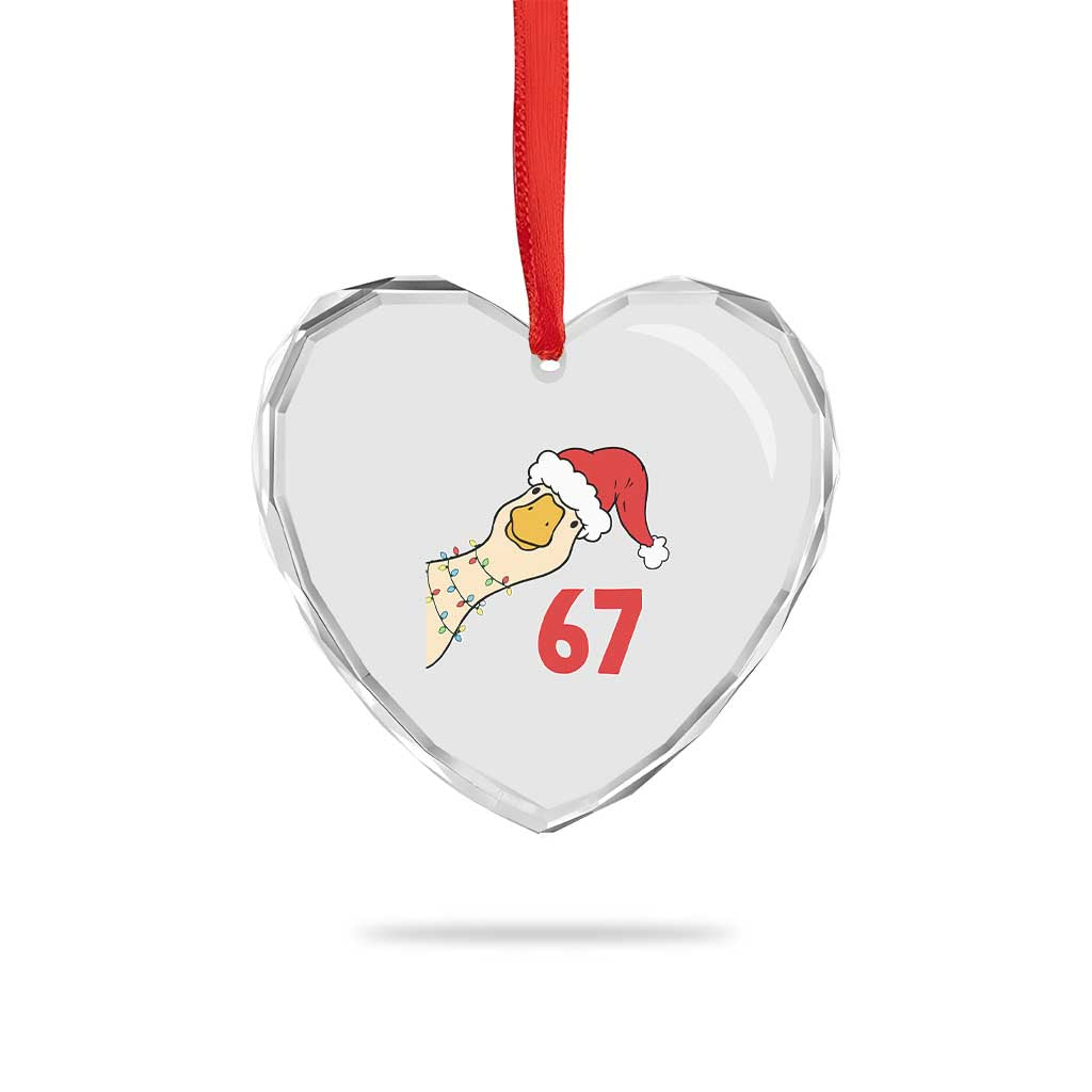 Funny Christmas Silly Goose 67 Meme Festive Holiday Heart Crystal Glass Ornament - Wonder Print Shop
