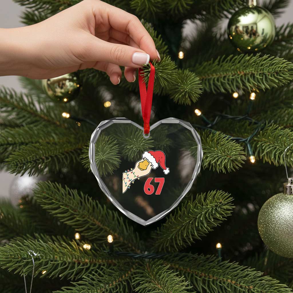 Funny Christmas Silly Goose 67 Meme Festive Holiday Heart Crystal Glass Ornament - Wonder Print Shop