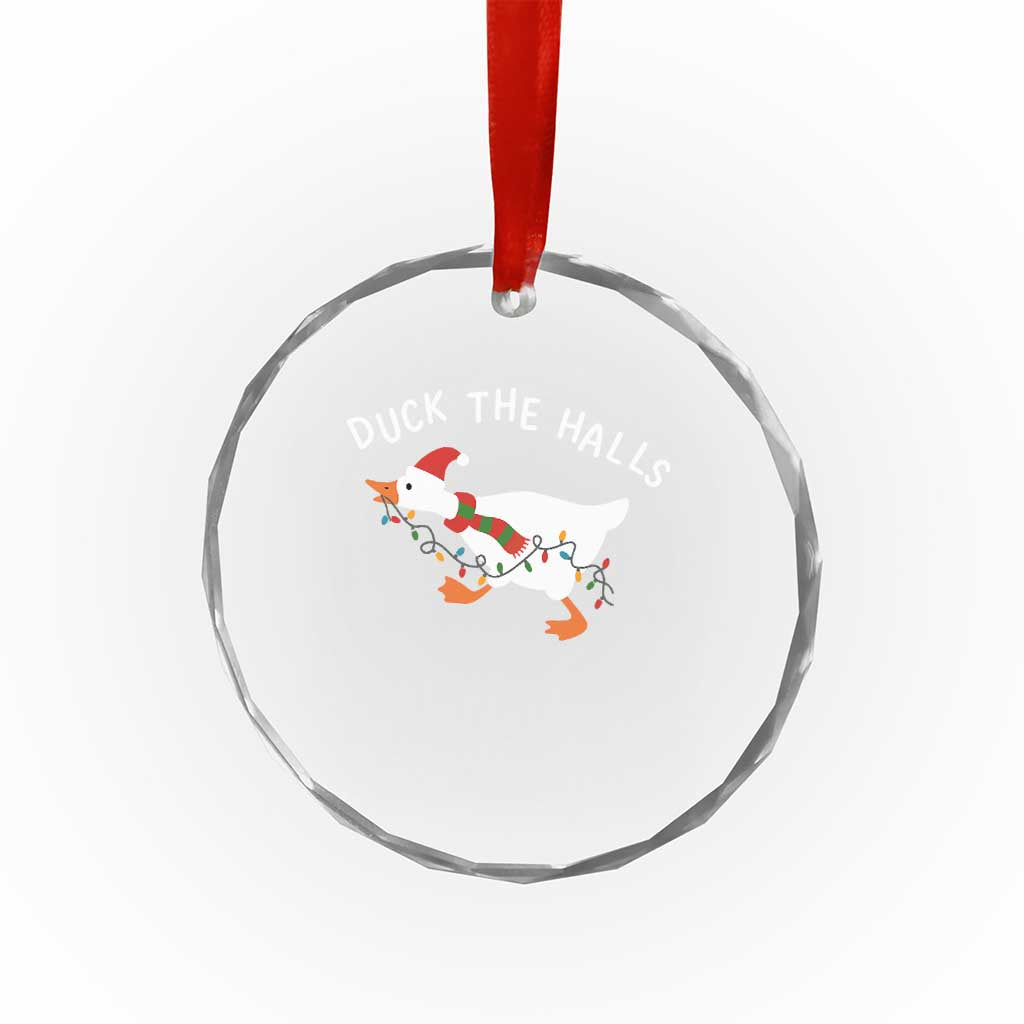 Funny Christmas Silly Goose Crystal Glass Ornament Funny Duck the Halls - Wonder Print Shop