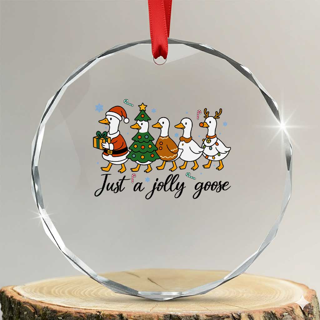 Funny Christmas Silly Goose Crystal Glass Ornament Just A Jolly Goose Xmas Poultry Animal Humor - Wonder Print Shop