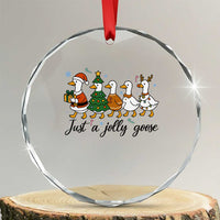 Funny Christmas Silly Goose Crystal Glass Ornament Just A Jolly Goose Xmas Poultry Animal Humor - Wonder Print Shop
