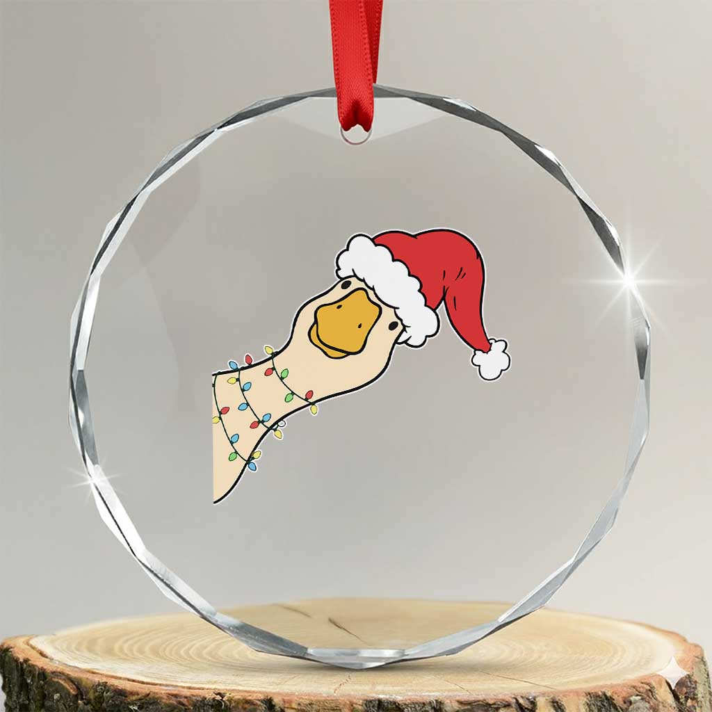 Funny Christmas Silly Goose Festive Holiday Crystal Glass Ornament - Wonder Print Shop