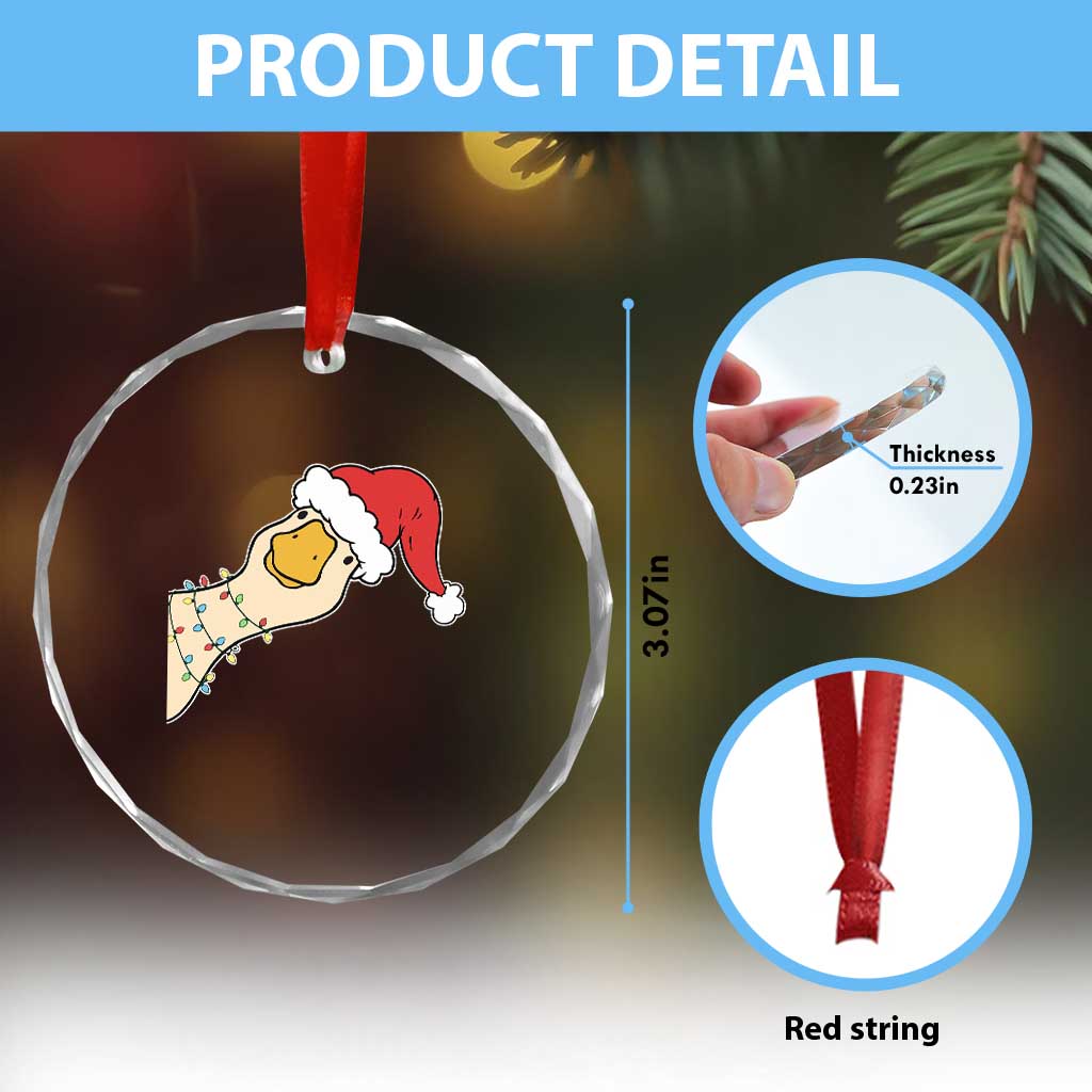 Funny Christmas Silly Goose Festive Holiday Crystal Glass Ornament - Wonder Print Shop